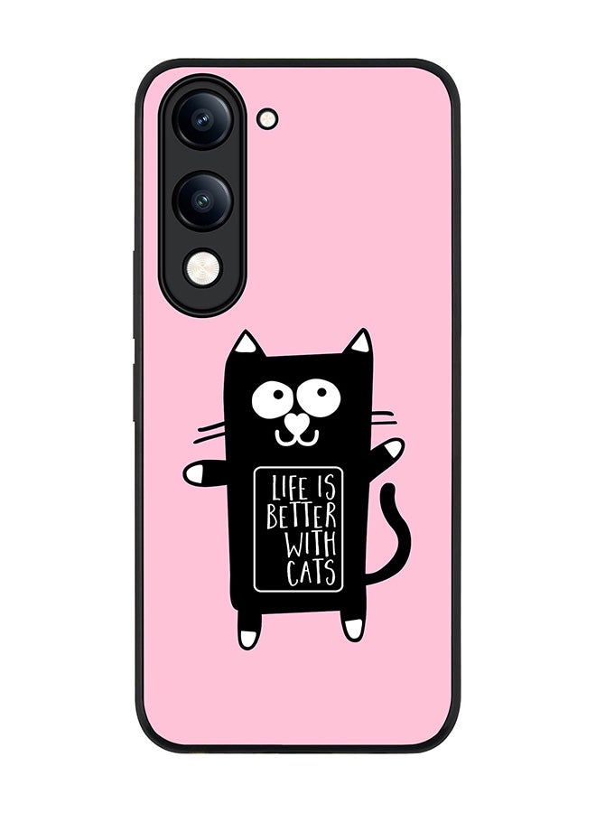 For vivo Y04 / Y29t 5G Case,Slim fit Camera Protection, Shockproof Thin Phone cover  - Life is better with cats